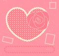 Vector card with heart, rose and three postage sta