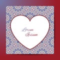 Vector card or Invitation with Heart. Openwork filigree template for Wedding, Bridal, Valentines day, greeting cards or Birthday Royalty Free Stock Photo