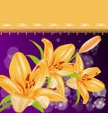 Vector card: orange lilies