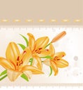 Vector card: orange lilies