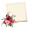 Vector card with red and pink roses. Royalty Free Stock Photo