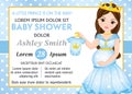 Vector Card Template with Pregnant Woman for Baby Shower. Vector Baby Boy