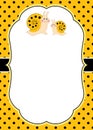 Vector Card Template with Cartoon Snails on Polka Dot and Chevron Background. Vector Snails.