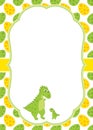 Vector Card Template with a Cute Cartoon Dinosaurs. Royalty Free Stock Photo