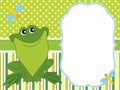 Vector Card Template with a Cute Cartoon Frog.