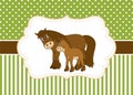 Vector Card Template with Cute Horse and Foal. Vector horses.