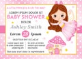 Vector Card Template with Little Fairy and Amanita for Baby Girl Shower. Vector Baby Girl