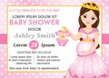 Vector Card Template with Pregnant Woman for Baby Shower. Vector Baby Girl Royalty Free Stock Photo