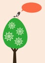 Vector card with tree and bird 2