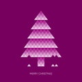 Vector card with violet mosaic christmas tree