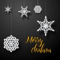 Vector card with white paper christmas snowflakes Royalty Free Stock Photo