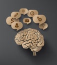 Vector Cardboard of brain and bubble speech.