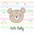 Vector cards for Baby Shower with cute bear. Hello baby Royalty Free Stock Photo