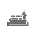 Vector cargo ship with parcels grey icon. Royalty Free Stock Photo