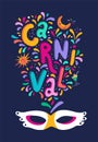 Vector Carnival colorful gorisontal flyer, banner, posters masquerade invitation. Festive party tickets mask template Royalty Free Stock Photo