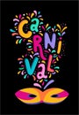 Vector Carnival colorful gorisontal flyer, banner, posters masquerade invitation. Festive party tickets mask template Royalty Free Stock Photo