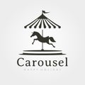vector of carousel horse vintage logo illustration design, Merry-go-round vector design Royalty Free Stock Photo