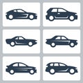 Cars icons set, side view