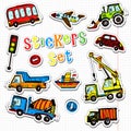 Vector cars stickers. Funny kids sticker art.