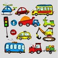 Vector cars stickers. Funny kids sticker art.