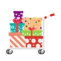 Vector of a cart full of holiday gifts