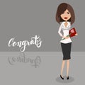 Vector cartoen character design of a secretary lady, businesswoman, boss, office worker.