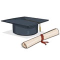 Vector Cartoon Academic Hat and Diploma