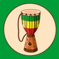 Vector cartoon african drum djembe Royalty Free Stock Photo