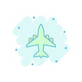 Vector cartoon airplane icon in comic style. Airport plane sign Royalty Free Stock Photo