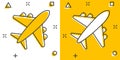 Vector cartoon airplane icon in comic style. Airport plane sign illustration pictogram. Airplane business splash effect concept Royalty Free Stock Photo