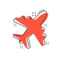 Vector cartoon airplane icon in comic style. Airport plane sign Royalty Free Stock Photo