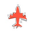 Vector cartoon airplane icon in comic style. Airport plane sign Royalty Free Stock Photo