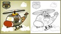 Military helicopter cartoon with funny pilot Royalty Free Stock Photo