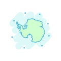 Vector cartoon Antarctica map icon in comic style. Antarctica si Royalty Free Stock Photo