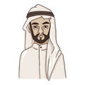 Vector Cartoon Arabian Man in White Keffiyeh and Kandura