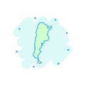 Vector cartoon Argentina map icon in comic style. Argentina sign Royalty Free Stock Photo