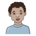 Vector Cartoon Avatar - Arabian Boy with Curly Hair