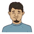 Vector Cartoon Avatar - Asian Man with Moustache and Beard