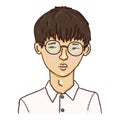 Vector Cartoon Avatar - Young Asian Man in Eyeglasses