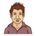 Vector Cartoon Avatar - Young Asian Man in Shirt