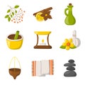 Vector cartoon ayurveda icons