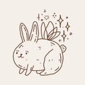 Vector cartoon baby girl rabbit, little Easter cute bunny childish illustration Royalty Free Stock Photo