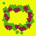 Vector cartoon background with abstract grape wreath