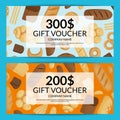 Vector cartoon bakery discount or gift voucher