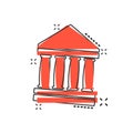 Vector cartoon bank building icon in comic style. Museum sign il Royalty Free Stock Photo