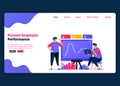 Vector cartoon banner template for presentation of employee performance for promotions. Landing page and website creative design