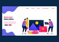 Vector cartoon banner template for video and photo editing with pro software. Landing page and website creative design templates Royalty Free Stock Photo