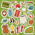 Vector cartoon baseball game player clothes uniform ball, glove and object baseball icons game team symbol softball play Royalty Free Stock Photo