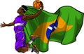 vector cartoon basketball player with brazil flag Royalty Free Stock Photo