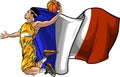 vector cartoon basketball player with french flag Royalty Free Stock Photo